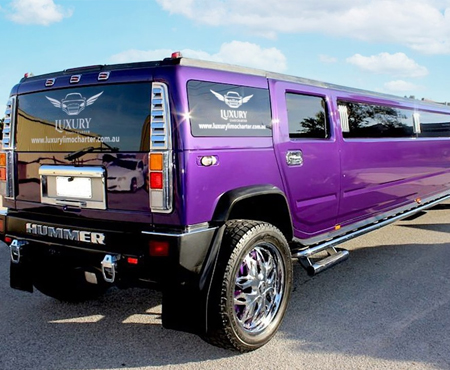 Midnight purple Hummer Limo for hire Geelong