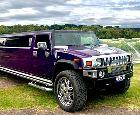 Midnight purple Hummer Limo for hire Geelong